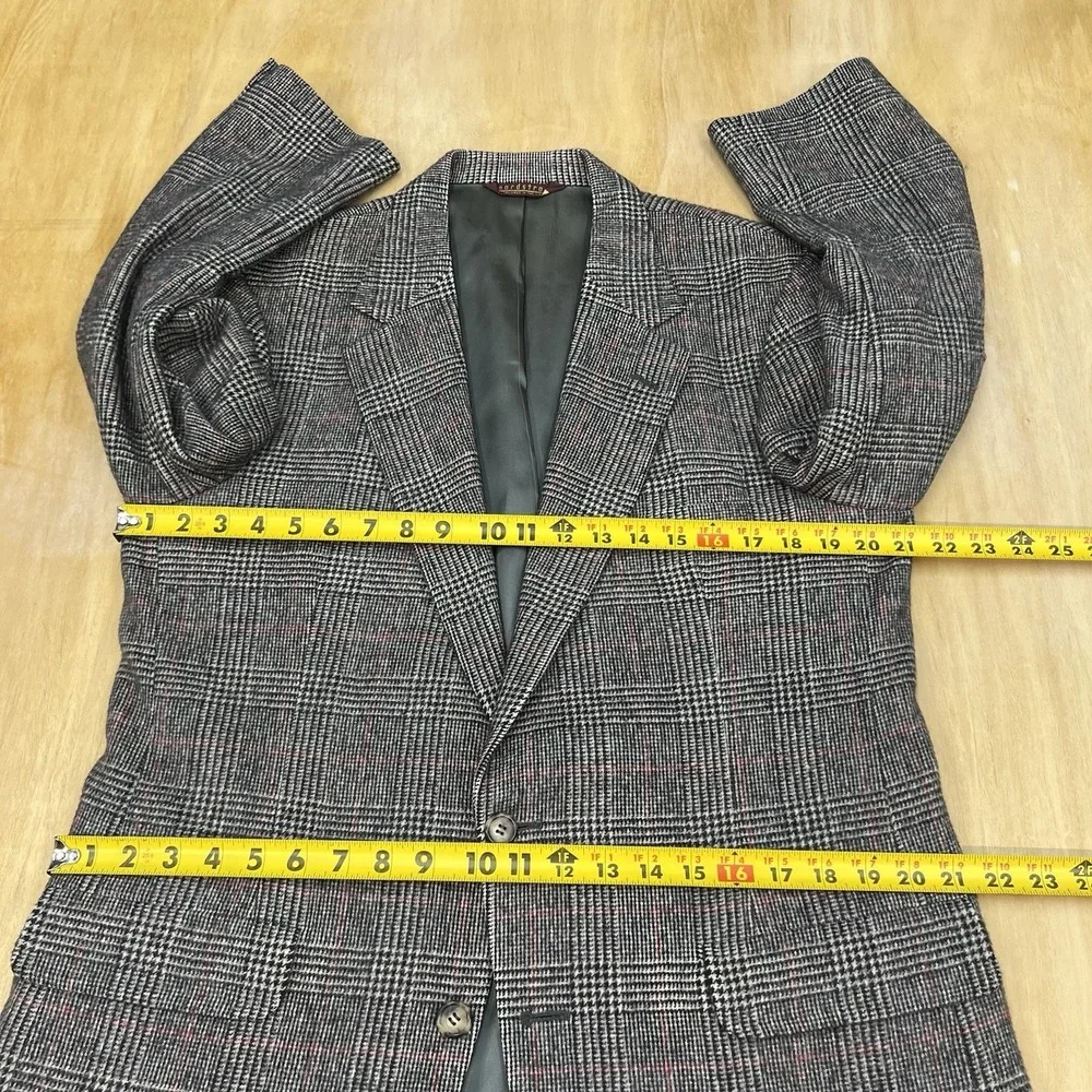 Vintage Nordstrom Camel‎ Hair Blazer Mens 40R Classic Fit Beige/Black/Red Plaid
